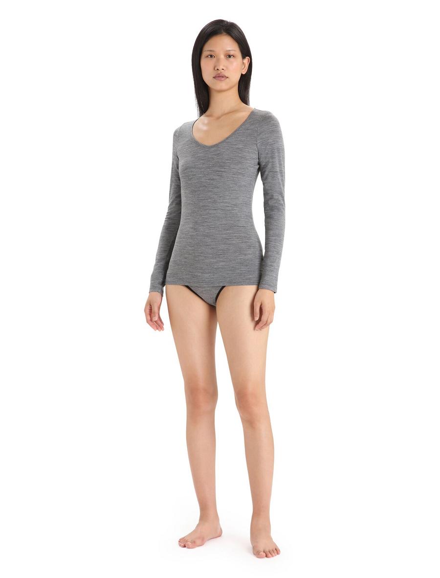 Icebreaker Merino Siren Long Sleeve Sweetheart Top Naisten Alusvaatteet Harmaat | FI 1690HAPK